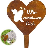 Grabschmuck Wetterfest, 28Cm Herz Grabstecker, Metall Stahl Rost Grabstecker