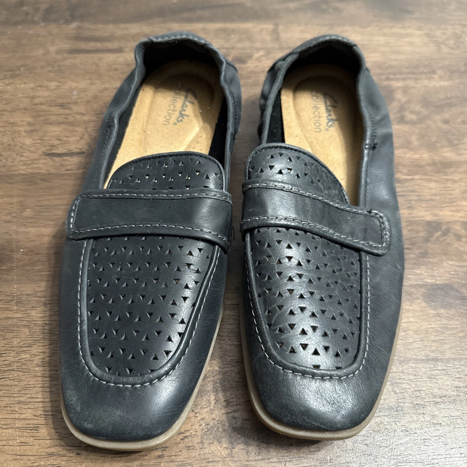 Mocassino donna Clarks Lyrical Way piatto taglia 7 5 nero comodo slip on casual