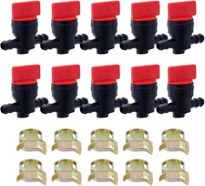HIPA 1/4" Inline Fuel Shut Off Valve with Clamp for Lawnmower - 10 Pack
