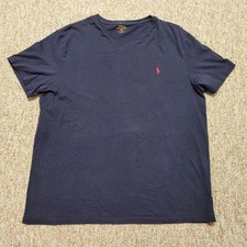 Polo Ralph Lauren Shirt Mens XL Blue Classic V Neck Short Sleeve Casual Pony Tee