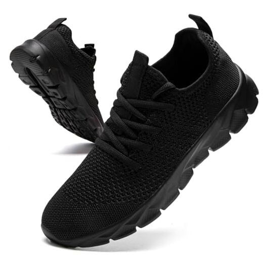 Men's All-Black Running Sneakers for Walking Tennis Casual Size 12.5