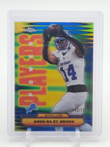 AMON-RA ST. BROWN 2025 TOPPS CHROME POWER PLAYERS BLUE REFRACTOR /150 Q7393