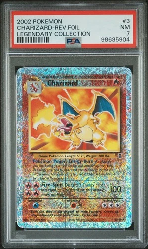 2002 POKEMON LEGENDARY COLLECITON #3 CHARIZARD-REVERSE FOIL PSA 7