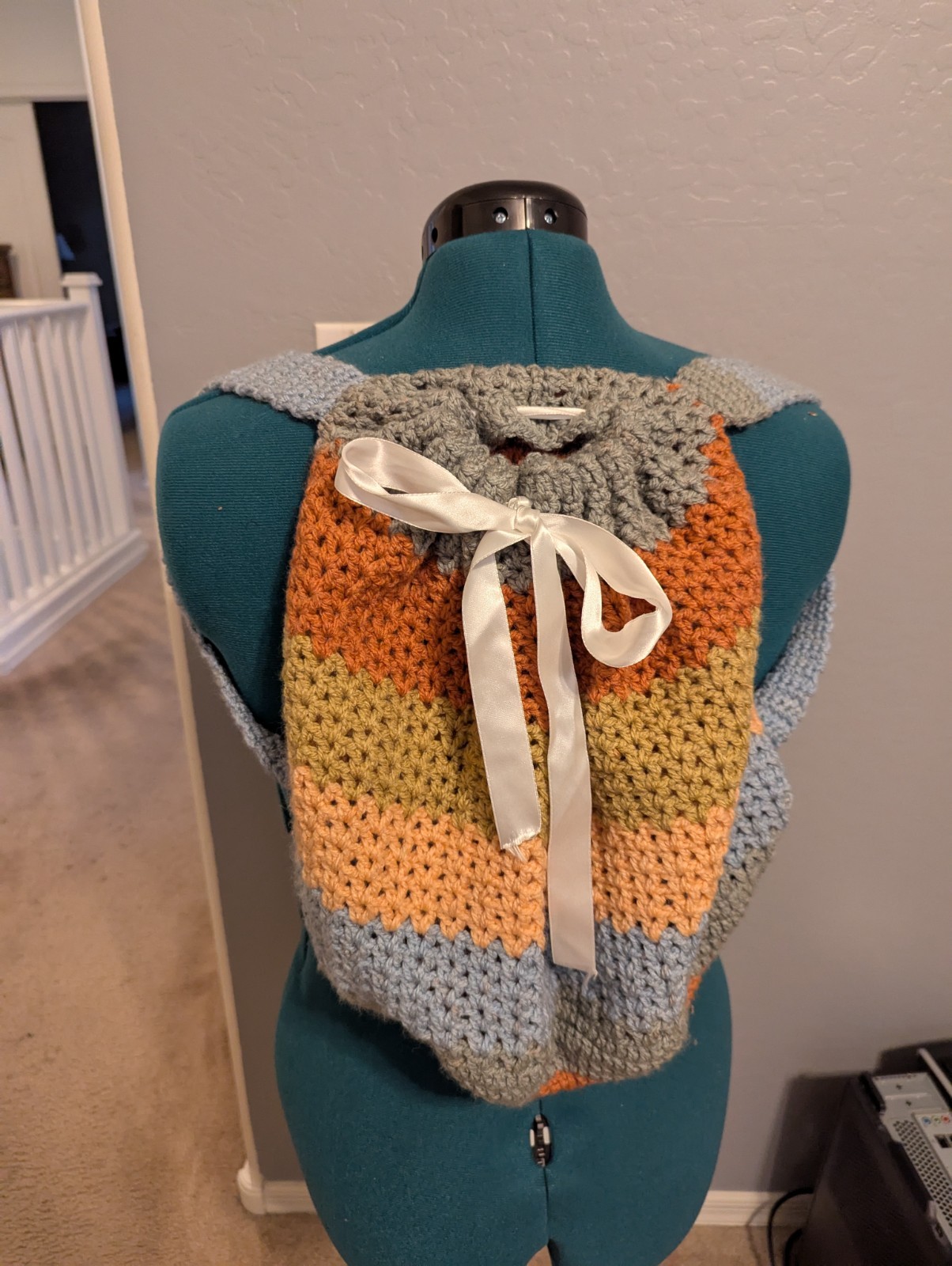 Crochet Handmade Drawstring Backpack - image 1