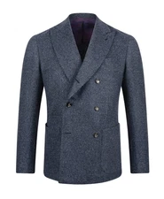 STILE LATINO handmade blazer US 38 EU 48 cashmere double breasted blue