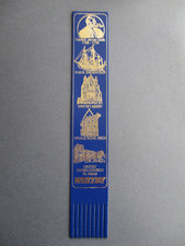 Leather BOOKMARK WHITBY Captain Cook HMS Endeavour Abbey Whale Bone Arch Blue