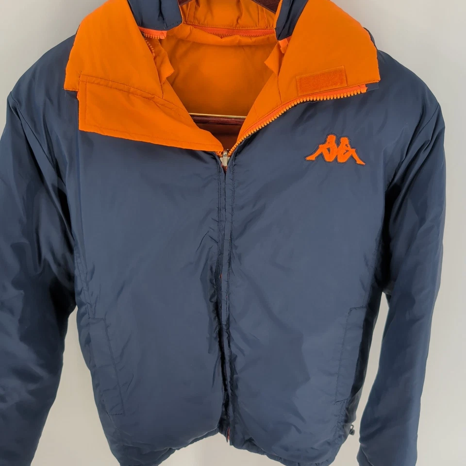 Chaqueta De Colección Y2K Kappa Roma Cremallera Completa Italia Con Capucha Reversible Azul Naranja Talla M Foto 4 de 4