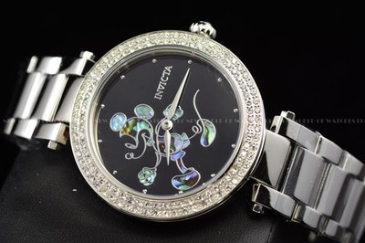 Invicta Disney Limited Edition Mickey Mouse Black Dial Ladies Crystal Watch RARE