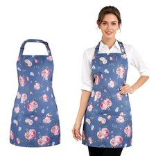 Funny Floral Apron for Women, Adjustable Kitchen Aprons with 2 Pockets, Blue ...