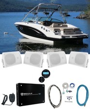 Rockville RGHR2 Marine Boat Receiver w/Bluetooth USB 4 5.25" Box Speakers Amp