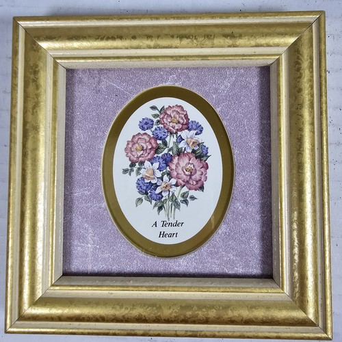 3 Vintage Floral Framed Lithographs Heartfelt by Kathy Seek 1992 Small 4"x4" - Picture 3 of 10