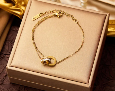 Ring Gold Schließe verstellbar Armband Zirkonia Weihnachten zart Geschenk süß