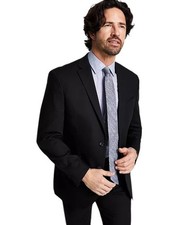 Kenneth Cole Mens Slim fit Suit Jacket Blazer 38 R Black Solid Stretch