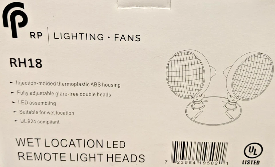 ROYAL PACIFIC WHITE DUAL LED REMOTE LIGHT HEADS FOR EMERGENCY WET LOCATION RH18 - Image 4 of 4