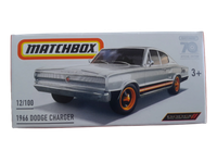 Matchbox Power Grabs 1966 Dodge Charger Silver 1:64 Scale 3 Inch Car