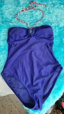 Old Navy Solid Blue One Piece Swimsuit - Size Medium / Medium Halter