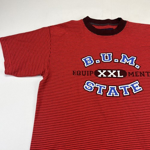 Vtg BUM Equipment State T Shirt Mens Tag L Fits S/M Logo Short Sleeve B.U.M. 90s - Picture 6 of 10