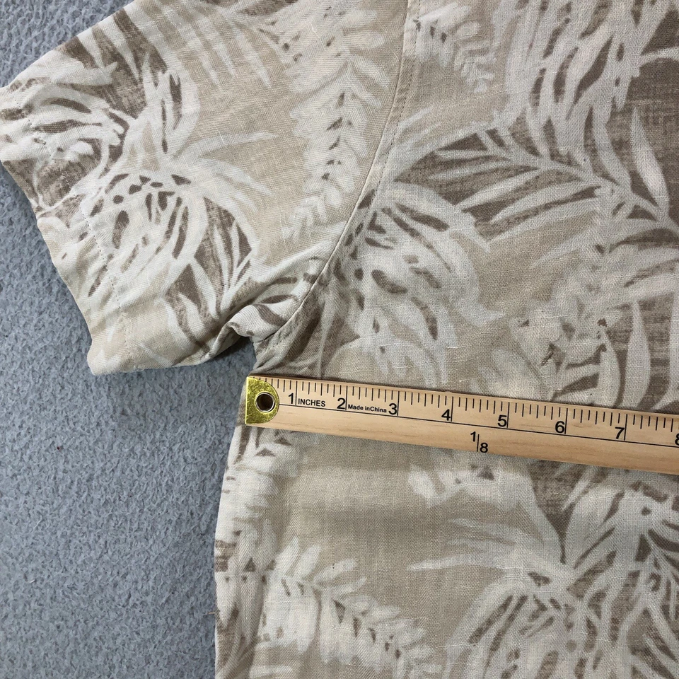 Camisa Hawaiana Margaritaville Hombre L Beige Floral Seda Lino  Foto 2 de 4