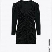 🎀Nwot ZARA LBD ruched mini black dress medium