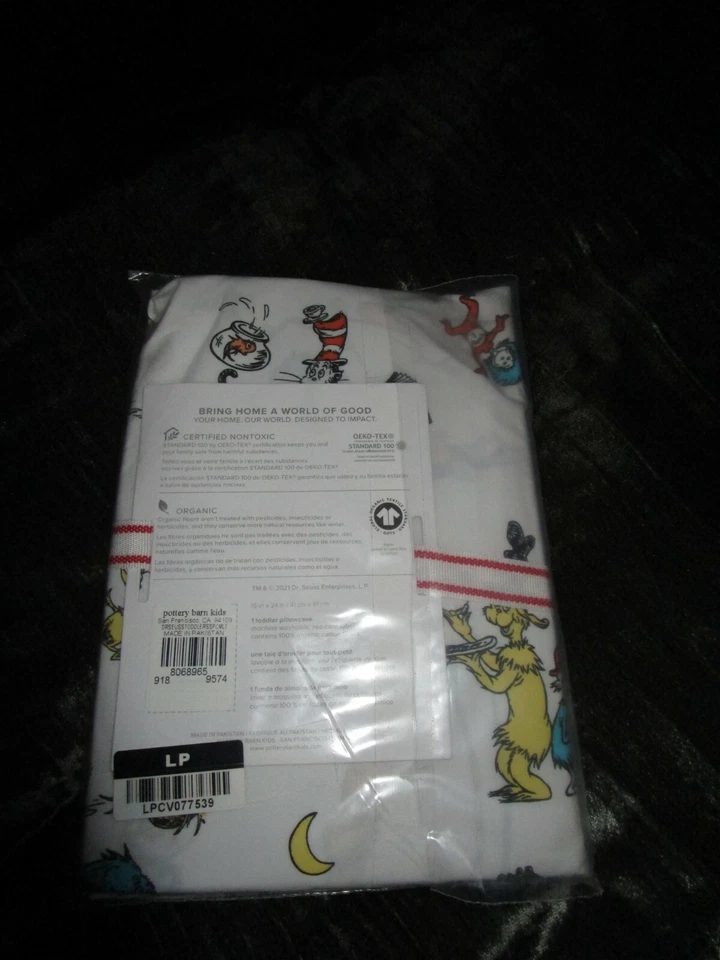 NUEVA FUNDA DE ALMOHADA ORGÁNICA POTTERY BARN KIDS DR SEUSS NIÑO PEQUEÑO 16 X 24 Foto 2 de 3