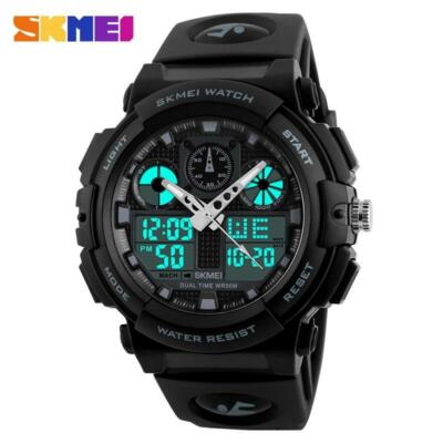 DUAL TIME Men's Army Military Alarm Analog Digital Waterproof