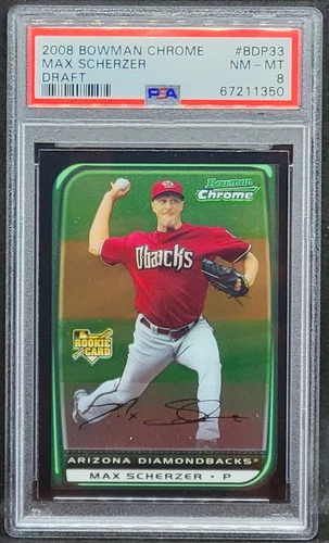 2008 Bowman Chrome Draft #BDP33 Max Scherzer PSA 8 NM-MT RC Rookie Diamondbacks
