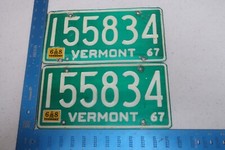 Vermont VT License Plate Tag 1967 67 1968 68 Natural Sticker Pair Set 155834