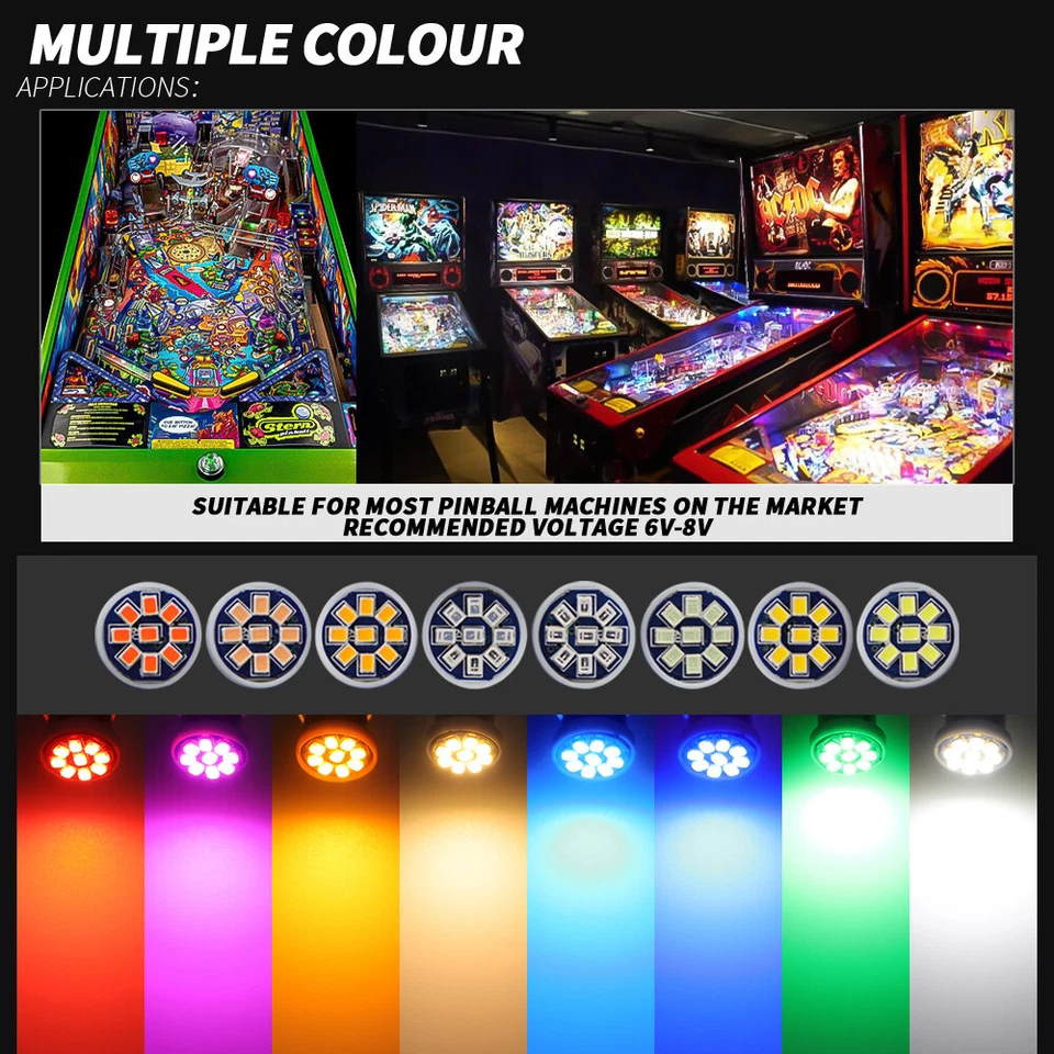 100Pcs 1889 1895 1893 64111 T11 9SMD 2016 LED DC AC 6V 8V BA9S Pinball LED Bulb - Image 4 of 4