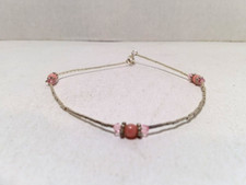 Vintage Avon 2001 Sterling Silver Semi-Precious Bead Accent Anklet - Large