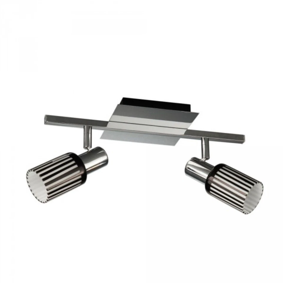 Energiespar 2er Spotbalken Spot Chrom Modern Glas - Bild 1 von 1