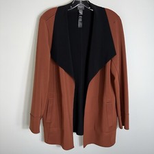 Chico's Travelers Open Front Tunic Length Jacket-Brown Black-Size 1 Medium