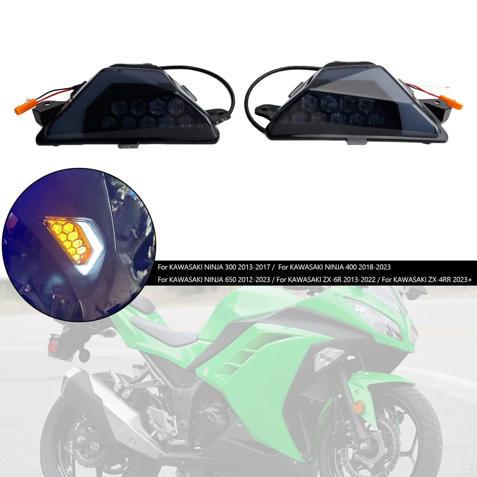 LED Front Turn Signal Light For KAWASAKI NINJA300 400 650 ZX-6R ZX-4RR 2013+#3 h - Image 4 of 4