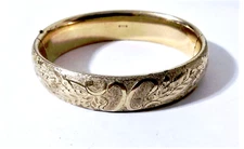Antique Victorian Edwardian Gold Fill Repousse Leafy Design Bangle Bracelet Lot