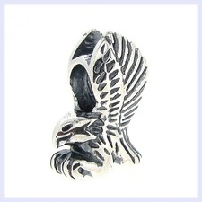 925 Sterling Silver Flying Soaring Eagle Bird Bead for European Charm Bracelet