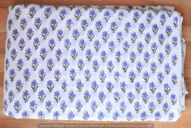10 Yard Indian New Print Fabric 100% Cotton Dressmaking Running Loose Hand Block