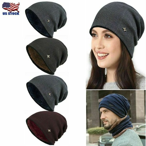 Womens Mens Knit Baggy Beanie Winter 