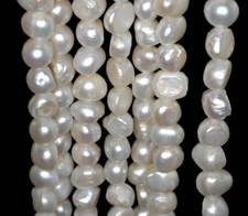 9X7MM WHITE NATURAL PEARL GEMSTONE GRADE A POTATO LOOSE BEADS 7inch