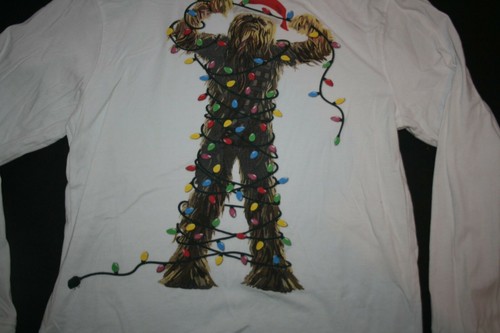 Used Boys 14 year Top Star Wars Graphic Tee Chewy Holiday Lights Long Sleeves - Picture 2 of 3