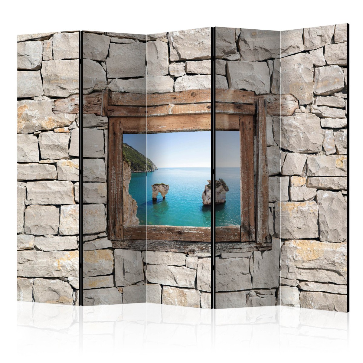 Paravent 5 volets Zagare Bay brise vue interieur pliant amovible hauteur 172cm