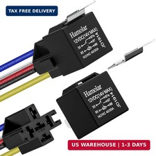 2 Pack 12V 40/30 Amp Car Relay DC 5 Pin SPDT and Harness - Heavy Duty 12 AWG Cop