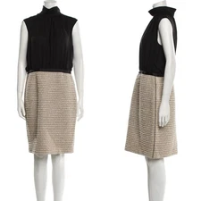 Oscar de la Renta Silk  Wool Tweed Dress Sheath Modest Sz 12