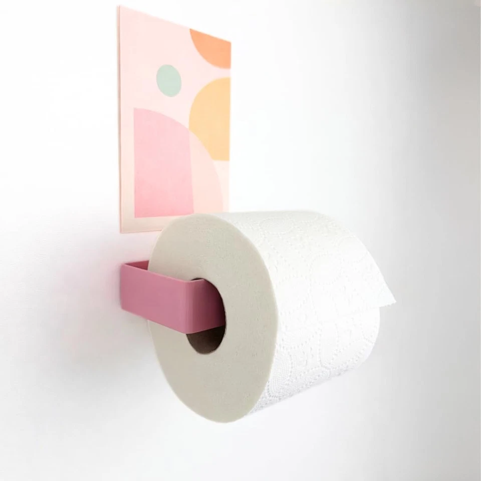 Porte-papier toilette à coller ou à percer en rose - Porte-papier toilette - Photo 3/4
