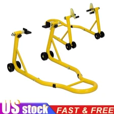 900 lbs Motorcycle Front & Rear Stand Lift Spoolift Paddock Swingarm Arm Yellow