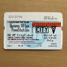 MTA LIRR One-Way City Ticket - NYC Transit Collectables.