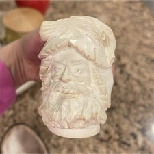 Hand-Carved Bacchus Meerschaum Tobacco Pipe Head Design Handmade with Case 1960s