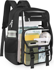 Clear Backpack Heavy Duty, Fabric PVC Transparent Bookbag, See through Backpac