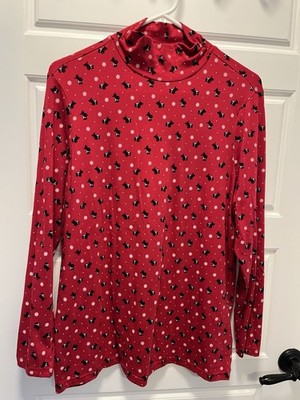 White Stag Sz XL Red Turtleneck Long Sleeve Scottish Terrier Dog PRINT HOLIDAY