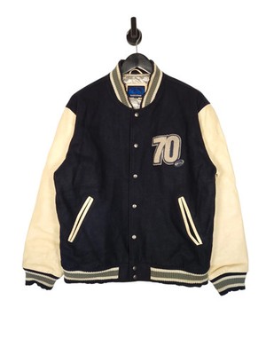 90er Quicksilver Varsity Jacke Größe Large Herren Navy Creme Leder Wolle