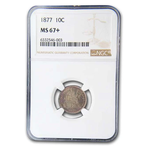 1877 Liberty Seated Dime MS-67+ NGC