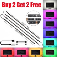 USB TV Back Light RGB Backlight LED Lights Strips Background with Remote 5V UK